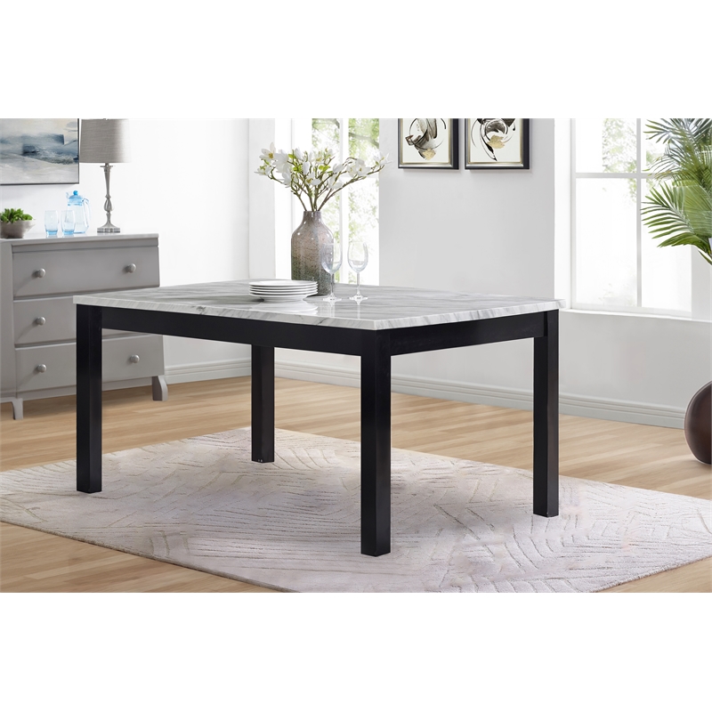 New Classic Furniture Celeste Wood Dining Table with Faux Marble Top in Espresso