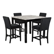 New Classic Furniture Celeste 5-Piece Faux Marble & Wood Counter Set in Black