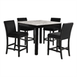 New Classic Furniture Celeste 5-Piece Faux Marble & Wood Counter Set in Black