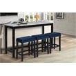 New Classic Furniture Celeste 4-Piece Faux Marble & Wood Bar Set in Blue