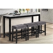 New Classic Furniture Celeste 4-Piece Faux Marble & Wood Bar Set in Gray