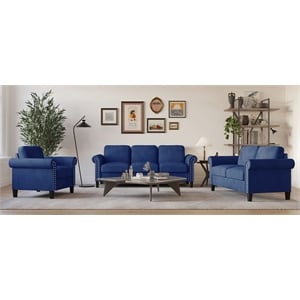 New Classic Furniture Alani Contemporary Fabric & Wood Accent Chair in Blue