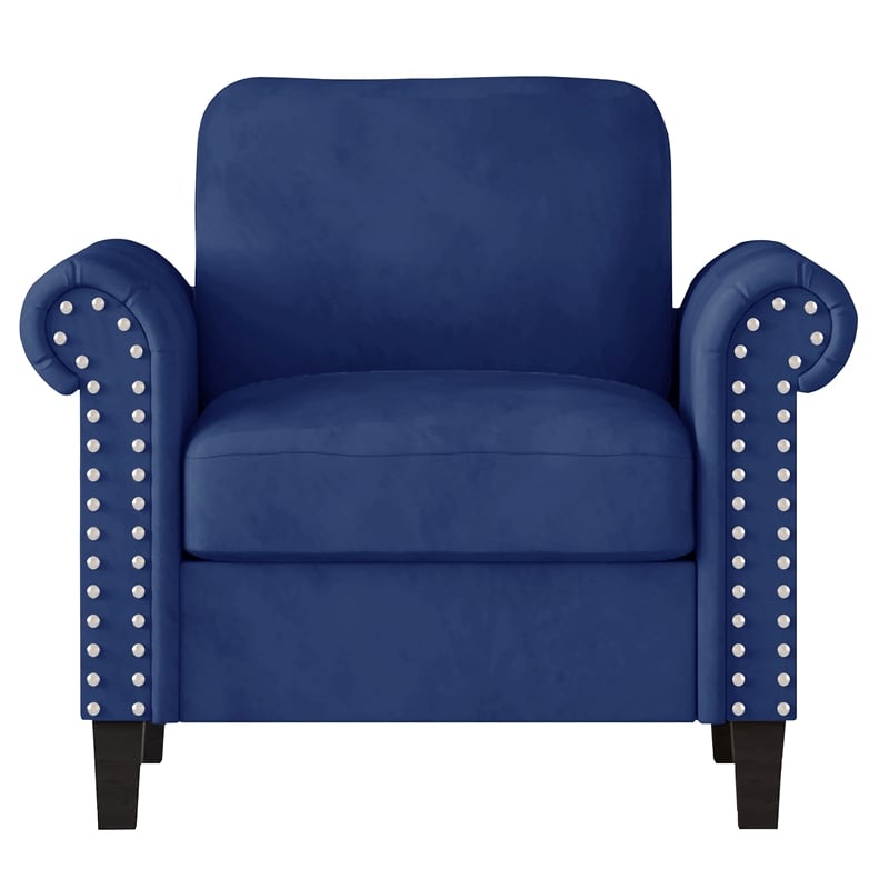 New Classic Furniture Alani Contemporary Fabric & Wood Accent Chair in Blue
