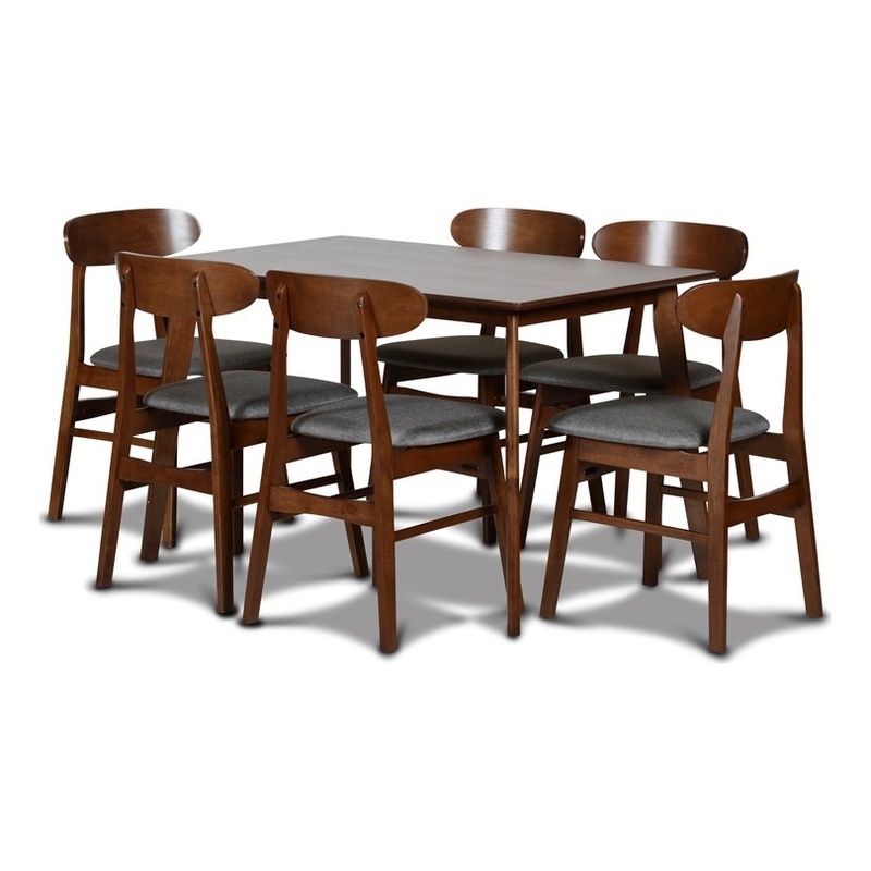 New Classic Furniture Morocco 7-Piece Mid-Century Wood Dining Set in Dark Gray