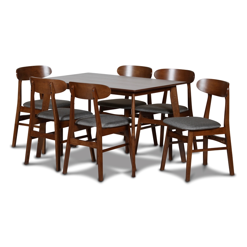 New Classic Furniture Morocco 7-Piece Mid-Century Wood Dining Set in Dark Gray