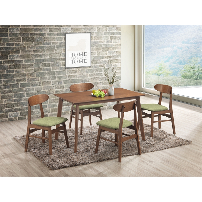 New Classic Furniture Morocco 5-Piece Mid-Century Wood Dining Set in Green