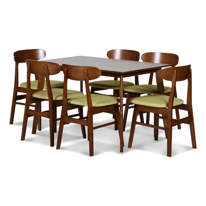 New Classic Furniture Morocco 7-Piece Mid-Century Wood Dining Set in Green