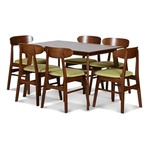 New Classic Furniture Morocco 7-Piece Mid-Century Wood Dining Set in Green