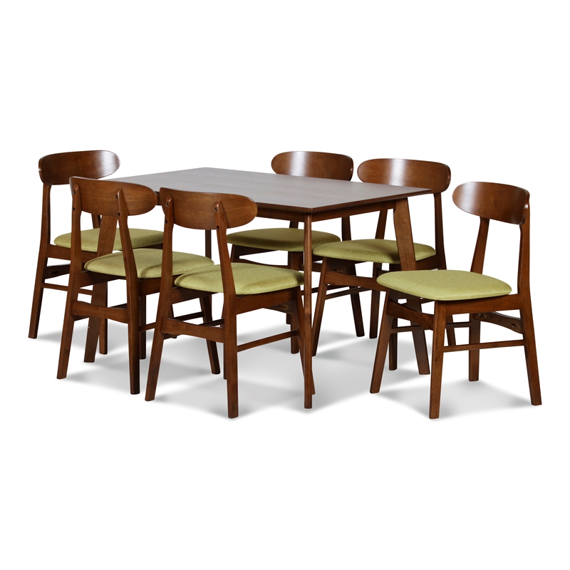 New Classic Furniture Morocco 7-Piece Mid-Century Wood Dining Set in Green