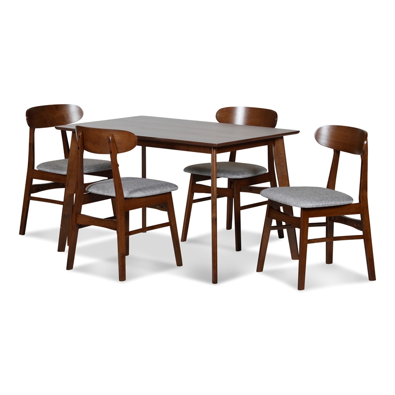 New Classic Furniture Morocco 5-Piece Mid-Century Wood Dining Set in Light Gray