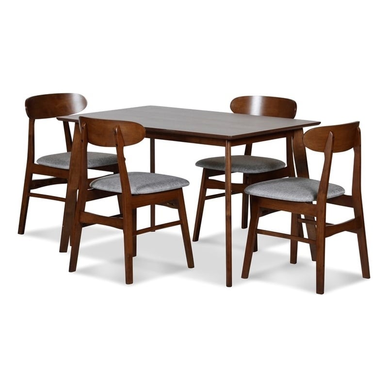 New Classic Furniture Morocco 5-Piece Mid-Century Wood Dining Set in Light Gray