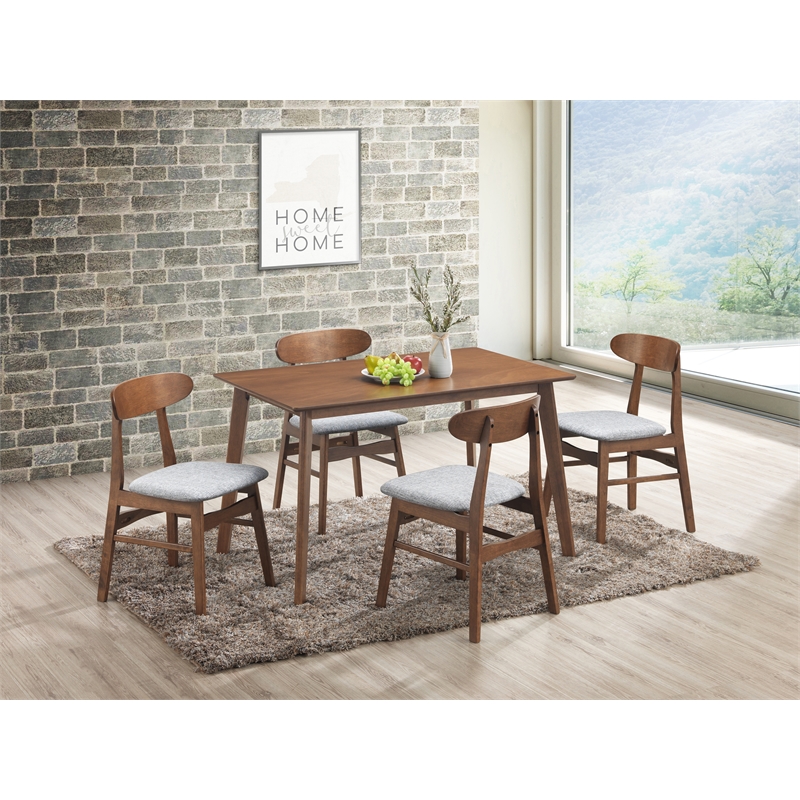 New Classic Furniture Morocco 5-Piece Mid-Century Wood Dining Set in Light Gray