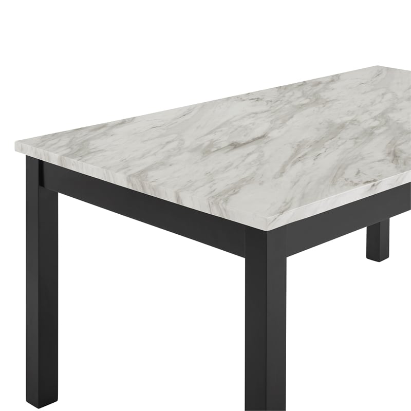 New Classic Furniture Celeste Faux Marble/Wood Dining Set w/ 4 Black Chairs