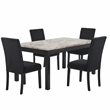 New Classic Furniture Celeste Faux Marble/Wood Dining Set w/ 4 Black Chairs