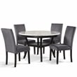 New Classic Furniture Celeste 5-Pc Faux Marble/Wood Dining Set w/ 4 Chair-Gray