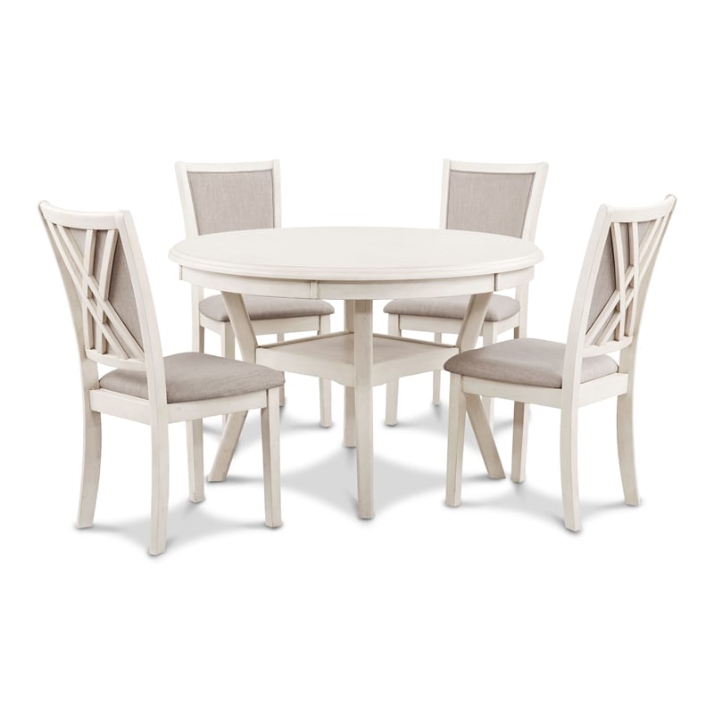 New Classic Furniture Amy 5-Piece Wood Dining Table Set in Bisque Beige