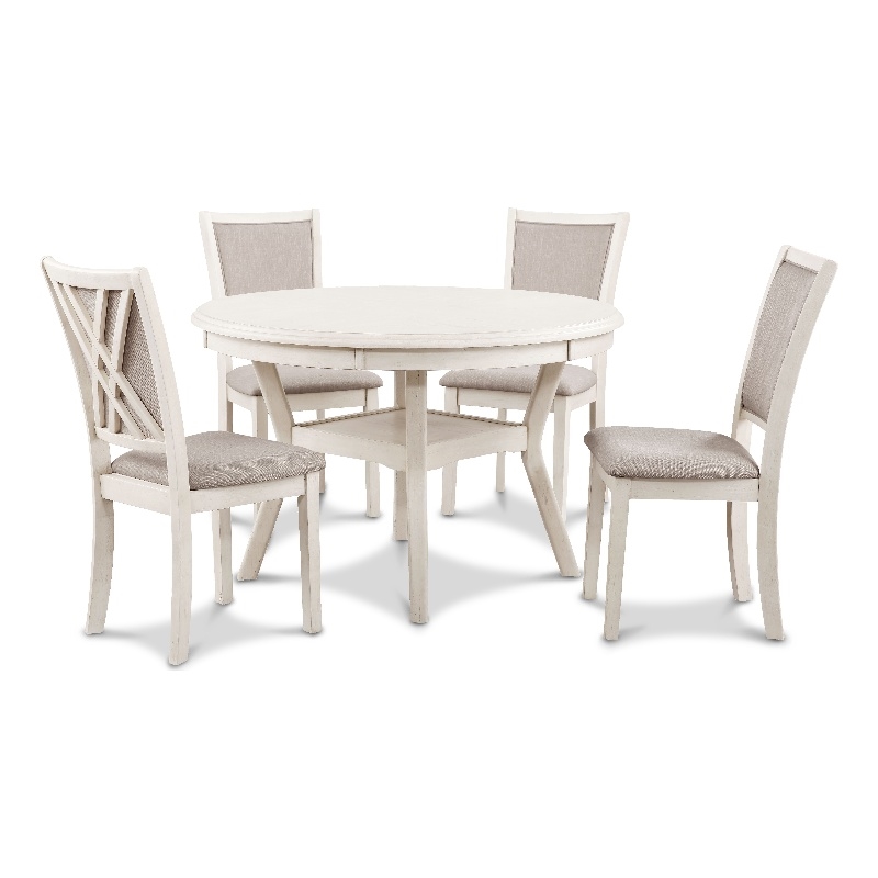 New Classic Furniture Amy 5-Piece Wood Dining Table Set in Bisque Beige