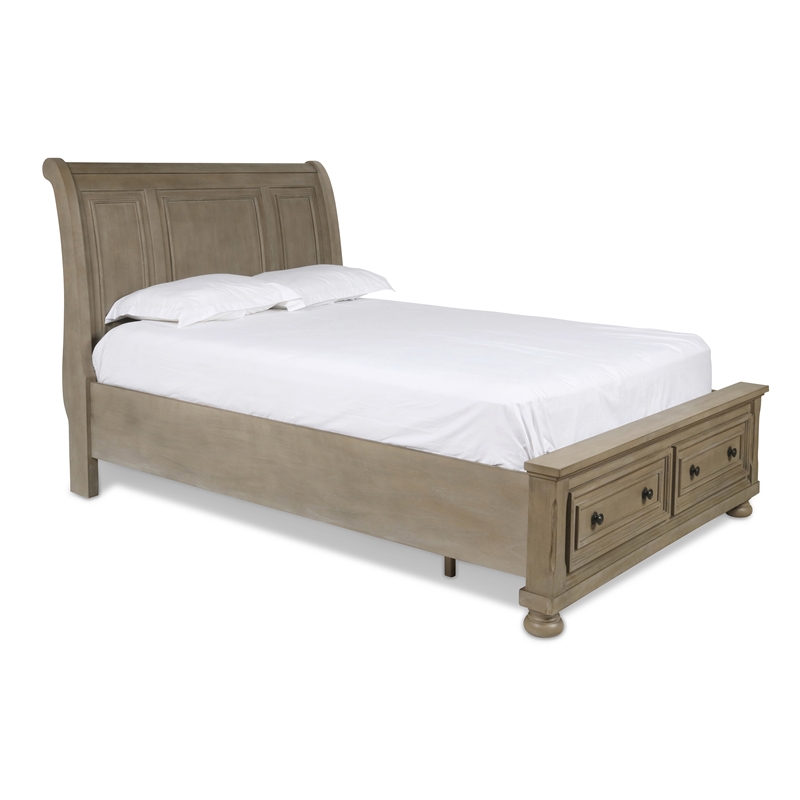 New Classic Allegra 4-Piece Wood King Bedroom Set with Nightstand in Pewter