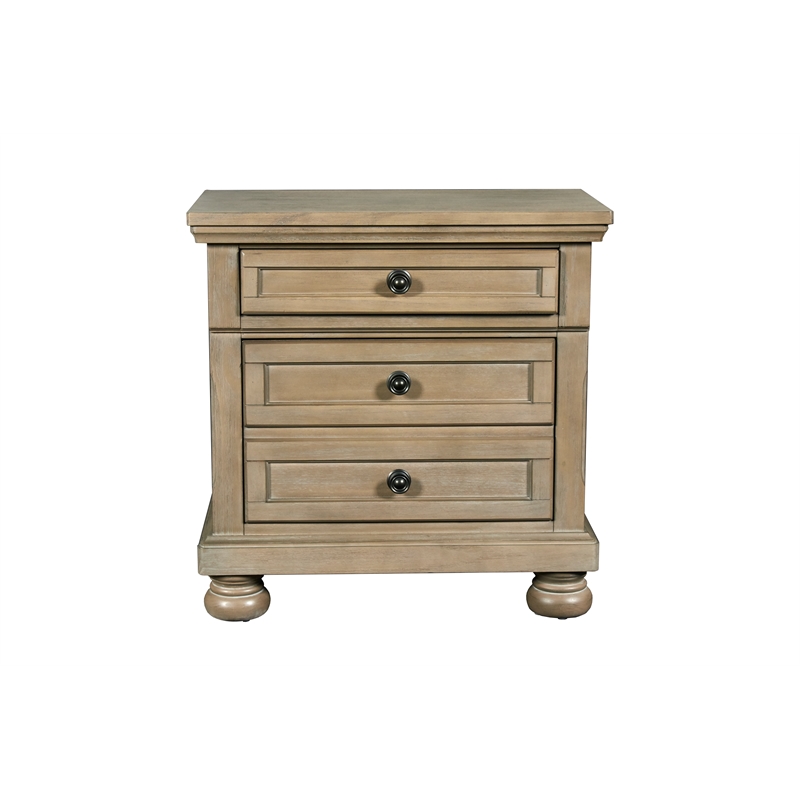 New Classic Allegra 4-Piece Wood King Bedroom Set with Nightstand in Pewter