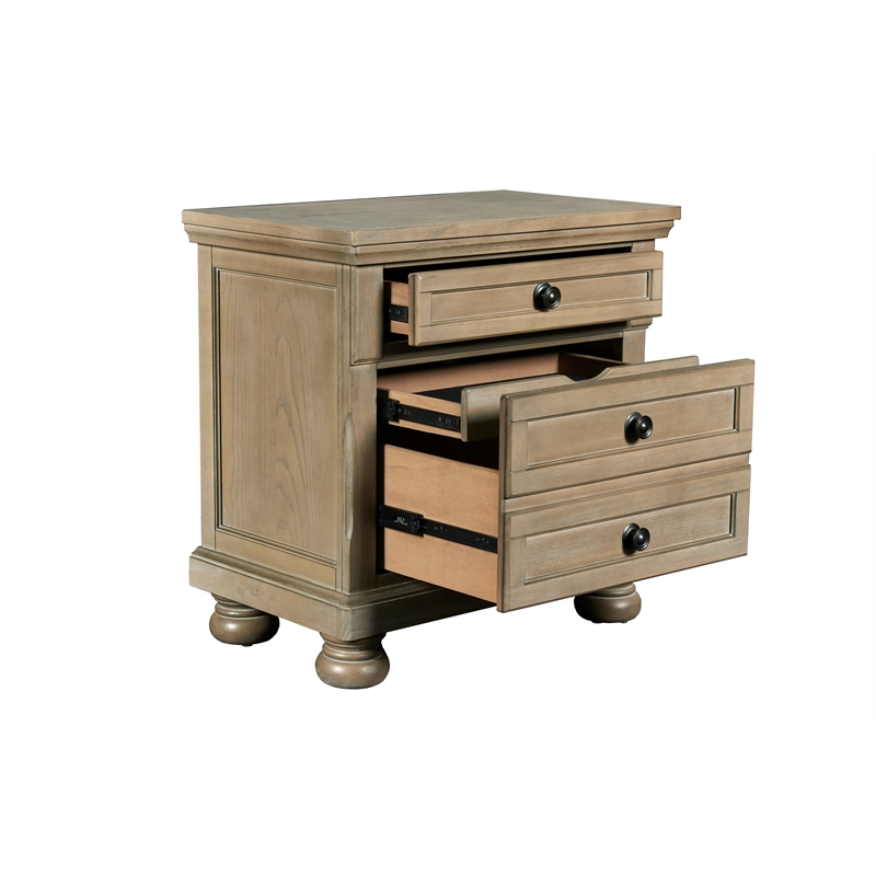 New Classic Allegra 4-Piece Wood King Bedroom Set with Nightstand in Pewter