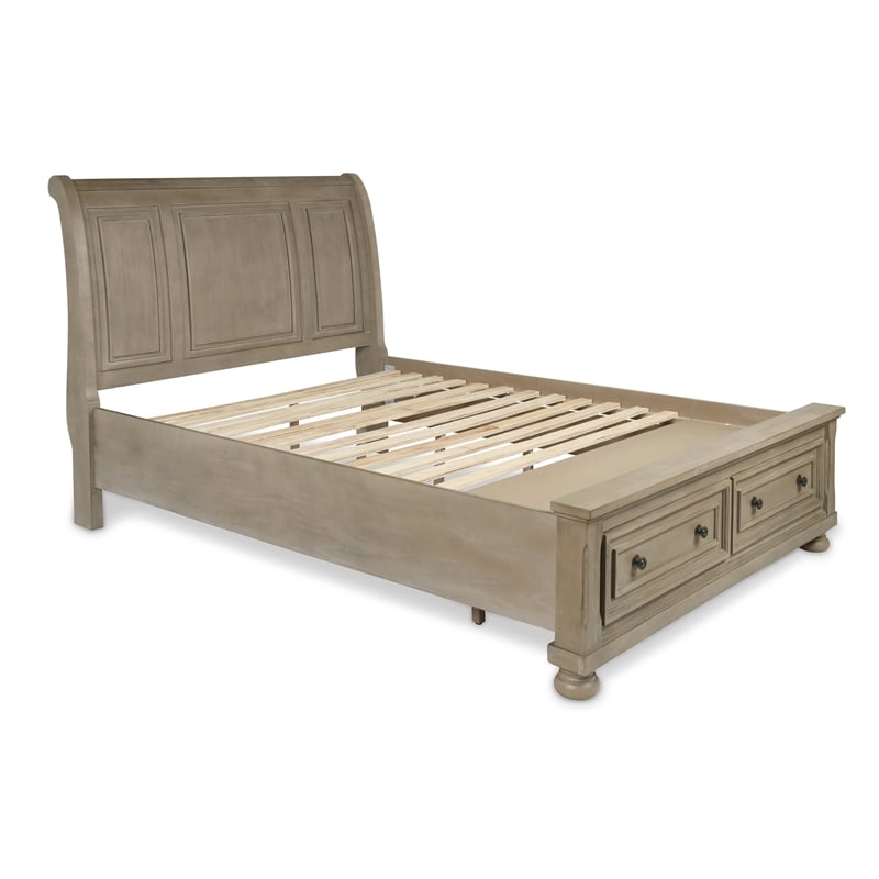 New Classic Allegra 4-Piece Wood Cal King Bedroom Set with Nightstand in Pewter