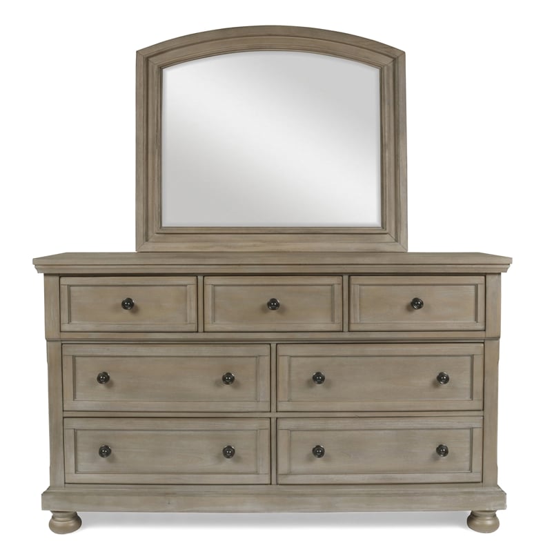 New Classic Allegra 4-Piece Wood Cal King Bedroom Set with Nightstand in Pewter