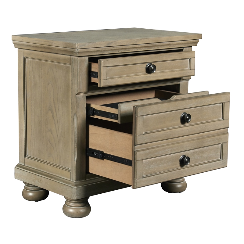 New Classic Furniture Allegra 3-Drawer Wood Nightstand in Pewter