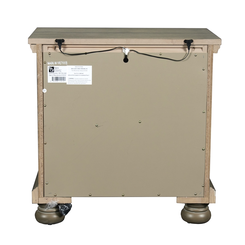 New Classic Furniture Allegra 3-Drawer Wood Nightstand in Pewter