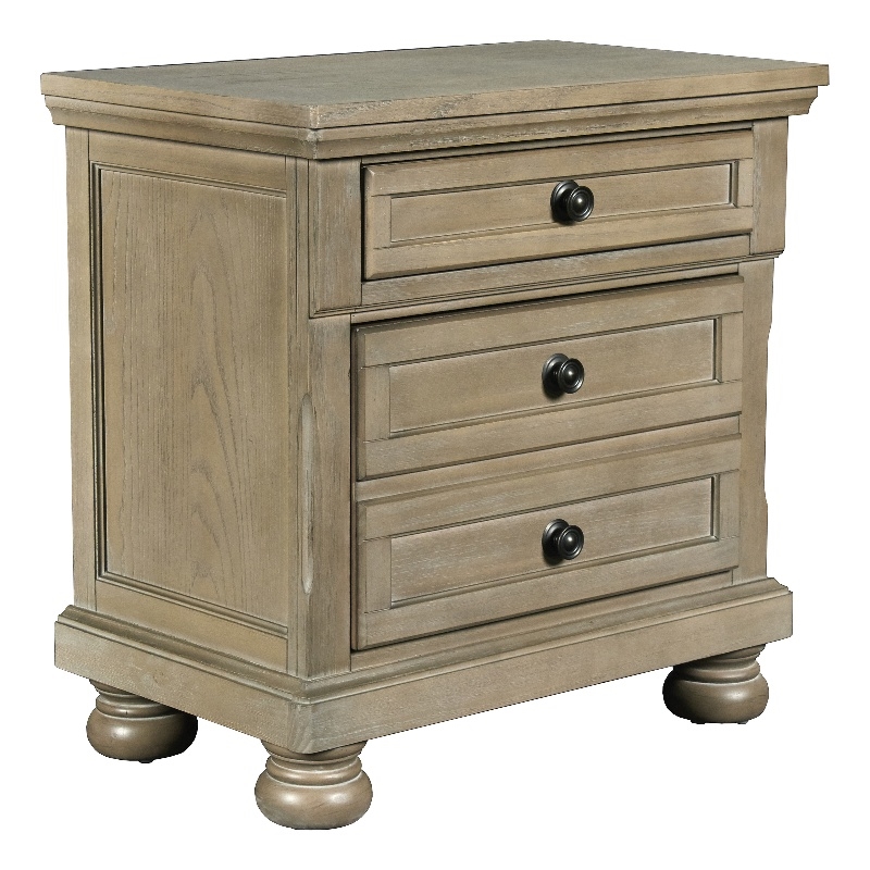 New Classic Furniture Allegra 3-Drawer Wood Nightstand in Pewter