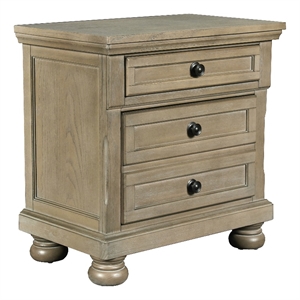 new classic furniture allegra 3-drawer wood nightstand in pewter