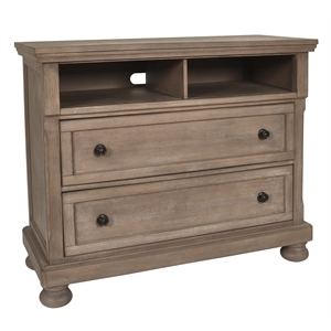 New Classic Furniture Allegra 2-Drawer Wood Media Console in Pewter