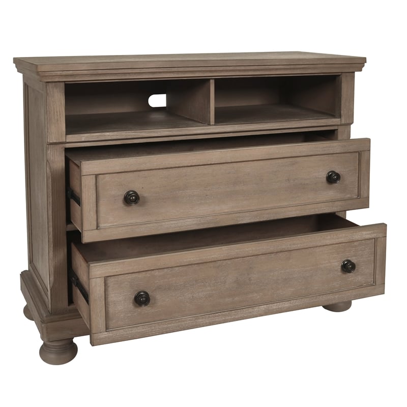 New Classic Furniture Allegra 2-Drawer Wood Media Console in Pewter