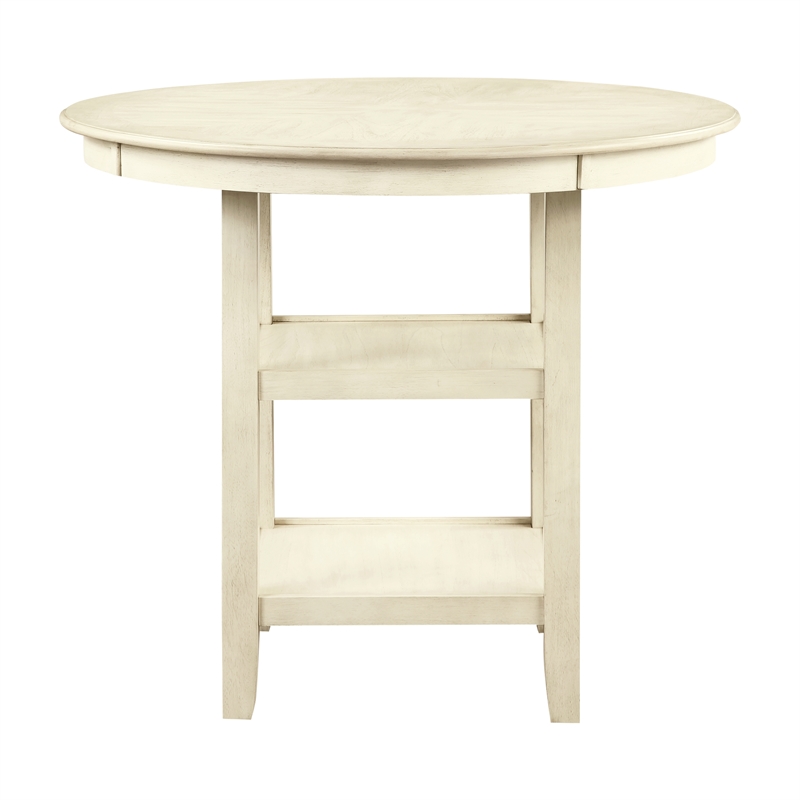 New Classic Furniture Amy 5PC Round Wood Counter Set w/ 4 Chairs in Bisque Beige