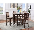 New Classic Furniture Amy 5-Piece Round Wood & Fabric Counter Set in Cherry