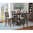 New Classic Furniture Amy 5-Piece Round Wood & Fabric Counter Set in Gray