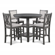 New Classic Furniture Amy 5-Piece Round Wood & Fabric Counter Set in Gray