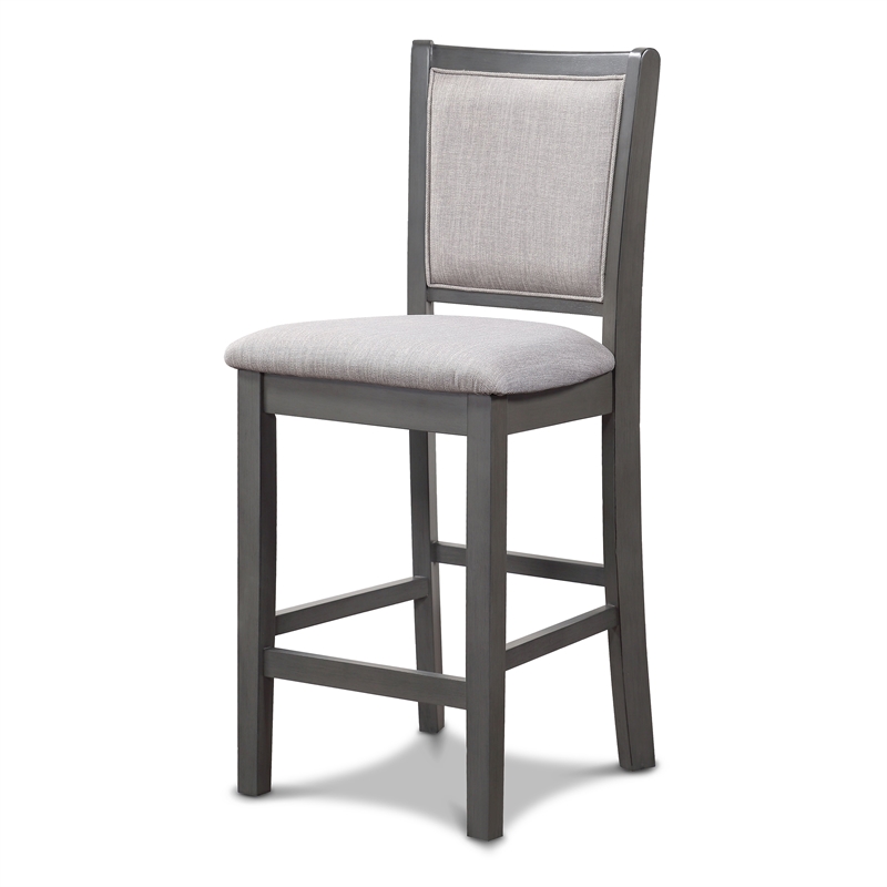 New Classic Furniture Amy 5-Piece Round Wood & Fabric Counter Set in Gray