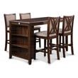 New Classic Furniture Amy 5-Piece Rectangle Wood & Fabric Counter Set in Cherry
