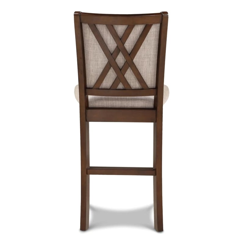 New Classic Furniture Amy 5-Piece Rectangle Wood & Fabric Counter Set in Cherry