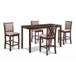 New Classic Furniture Amy 5-Piece Rectangle Wood & Fabric Counter Set in Cherry