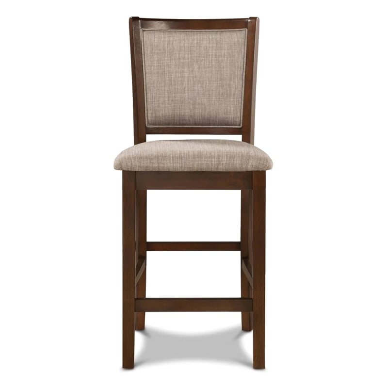New Classic Furniture Amy 5-Piece Rectangle Wood & Fabric Counter Set in Cherry