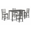 New Classic Furniture Amy 5-Piece Rectangle Wood & Fabric Counter Set in Gray