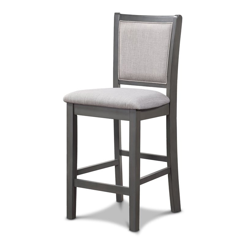 New Classic Furniture Amy 5-Piece Rectangle Wood & Fabric Counter Set in Gray