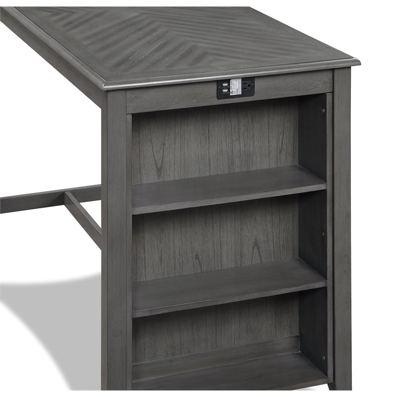 New Classic Furniture Amy 5-Piece Rectangle Wood & Fabric Counter Set in Gray