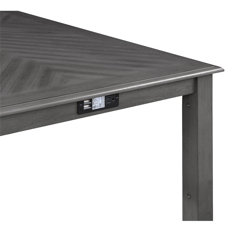 New Classic Furniture Amy 5-Piece Rectangle Wood & Fabric Counter Set in Gray