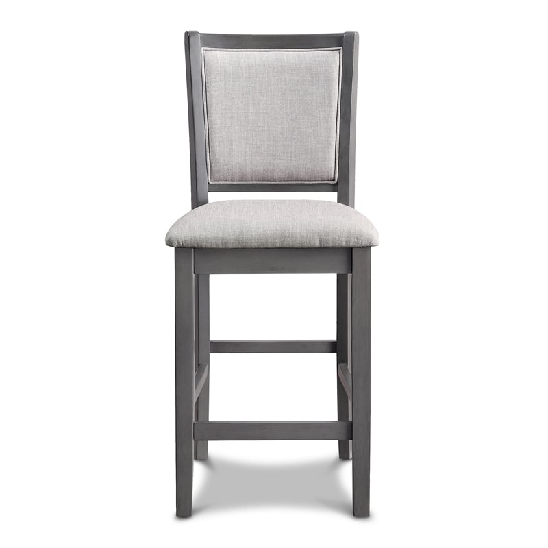 New Classic Furniture Amy 5-Piece Rectangle Wood & Fabric Counter Set in Gray