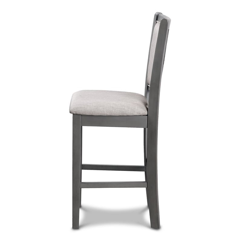 New Classic Furniture Amy 5-Piece Rectangle Wood & Fabric Counter Set in Gray
