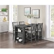 New Classic Furniture Amy 5-Piece Rectangle Wood & Fabric Counter Set in Gray