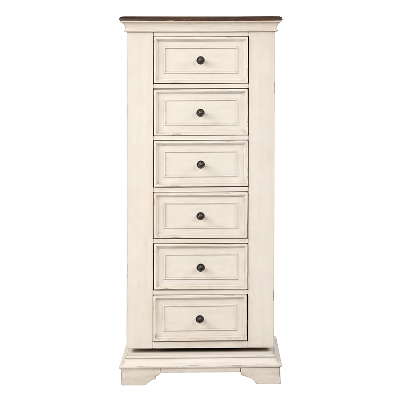 New Classic Furniture Anastasia 6-Drawer Wood Chest with Mirror in White