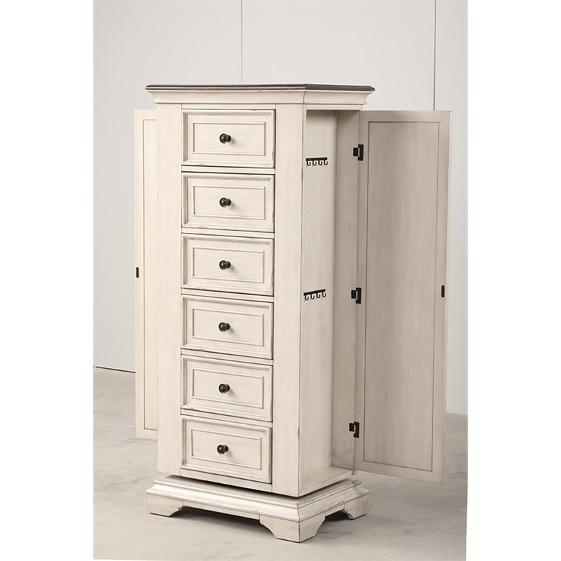 New Classic Furniture Anastasia 6-Drawer Wood Chest with Mirror in White